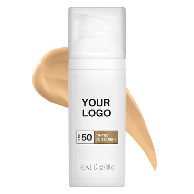Unterstützen Sie Private Label Farbiges Gesichtssonnenschutzmittel SPF 50 mit Zinkoxid Titandioxid