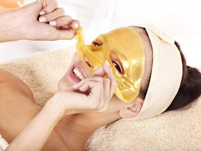 Biologische 24K Gold Gesichtsmaske für Zuhause Beruhigendes Gel Anpassbares Kollagen Kristall Schönheit 4